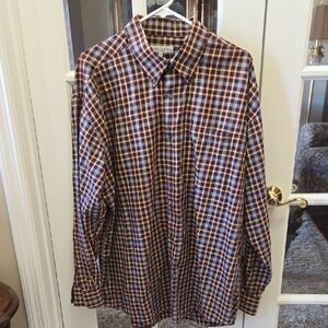 Alex Cannon Multicolor Plaid Button-Down Shirt Long Sleeve Blue Wine Tan XXL EUC